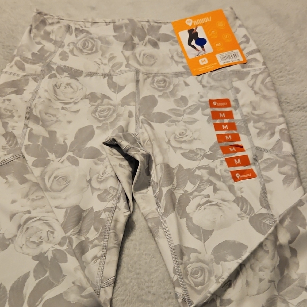 Gray Floral Leggings